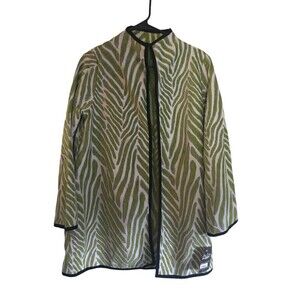 Winding River Cardigan Women's Size XS Green White Stripes River Pattern